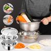 Stainless Steel Colander Bowl Set with Drain Tray Multifunctional Grating Plate