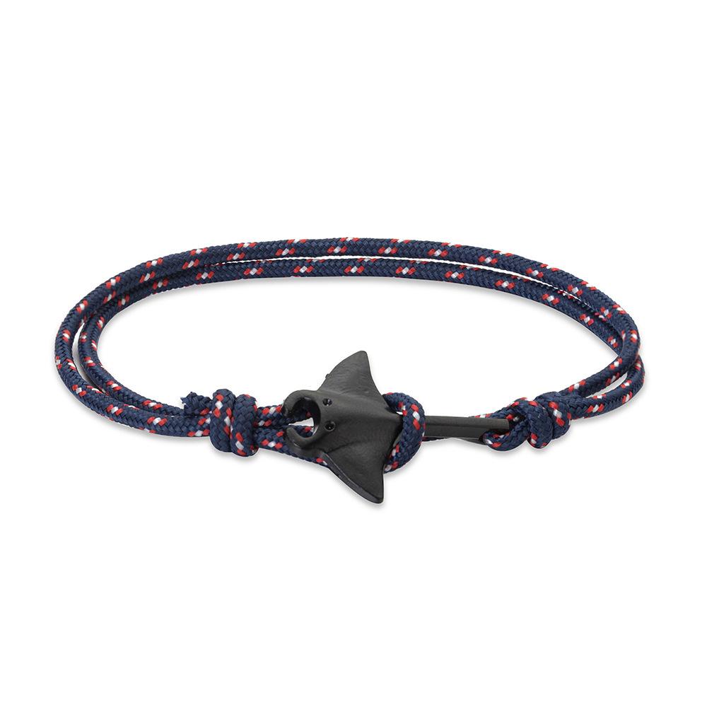 Модный браслет с изображением акулы в виде морского животного для мужчин и женщин, черный якорь, регулируемый пляжный подарок для влюбленных