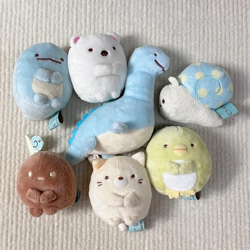 Кавайи San-X Sumikko Gurashi Мини Плюшевые Игрушки Брелок Мягкие Пушистые Уголок Животное Пингвин Динозавр Ящерица Улитка Рюкзак Сумка Брелок