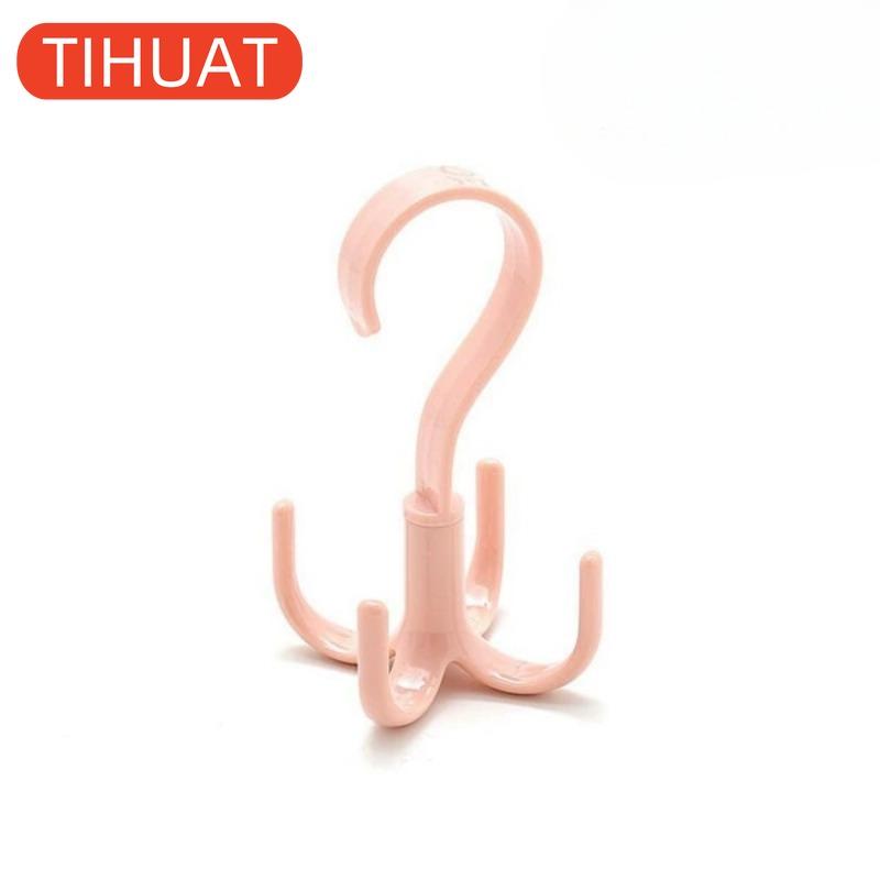 4 Hooks Neck Tie Holder Space Saving Bag Clothes Ties Holder Bag Shelf Clothes Hanger Shoe Rack 360 Degree Rotating Belt Closet