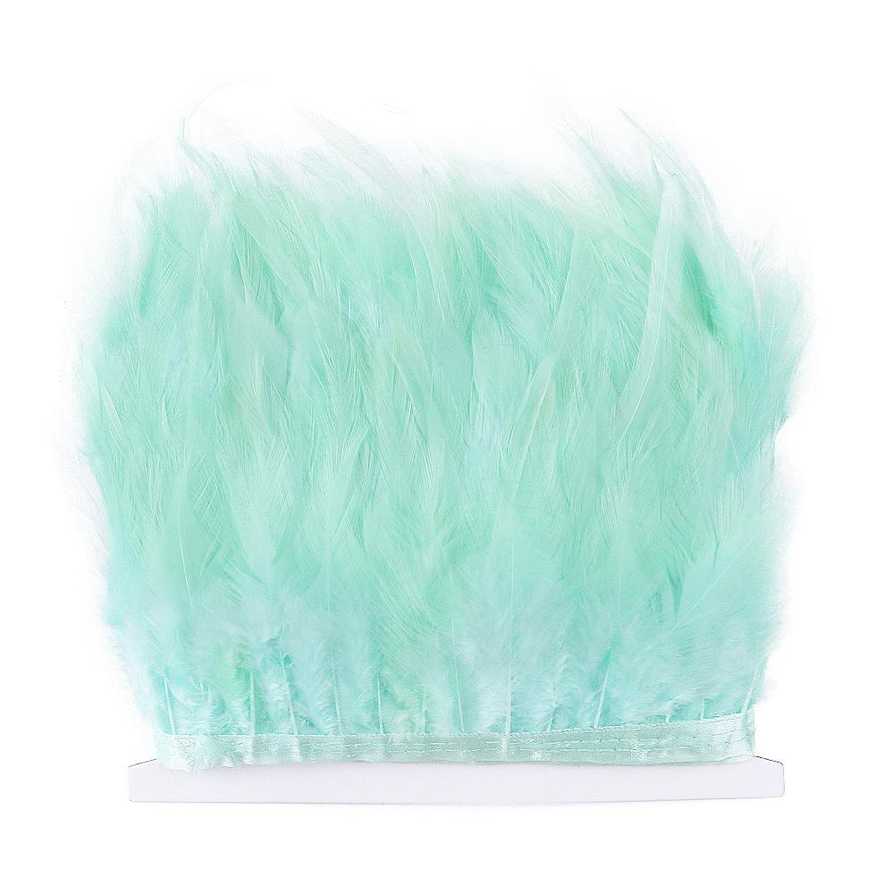 Feather4-6inch High Quality Chicken Feathers Trim Fringe 1meter Mint Green Rooster Feather Ribbon Wedding Dress Creative Crafts Plumes