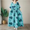 Short Sleeve Plus Size Cotton Vintage Floral New In Dresses for Women Casual Loose Long Summer Dress