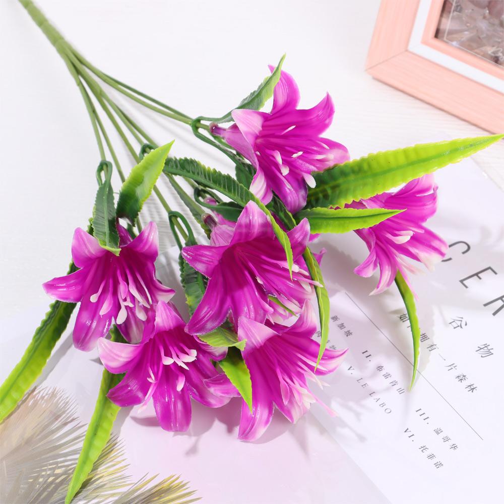 33 см 7 головок Горячий свадебный декор Водяная трава Искусственная лилия Персидские листья Лилии Букет Искусственные цветы