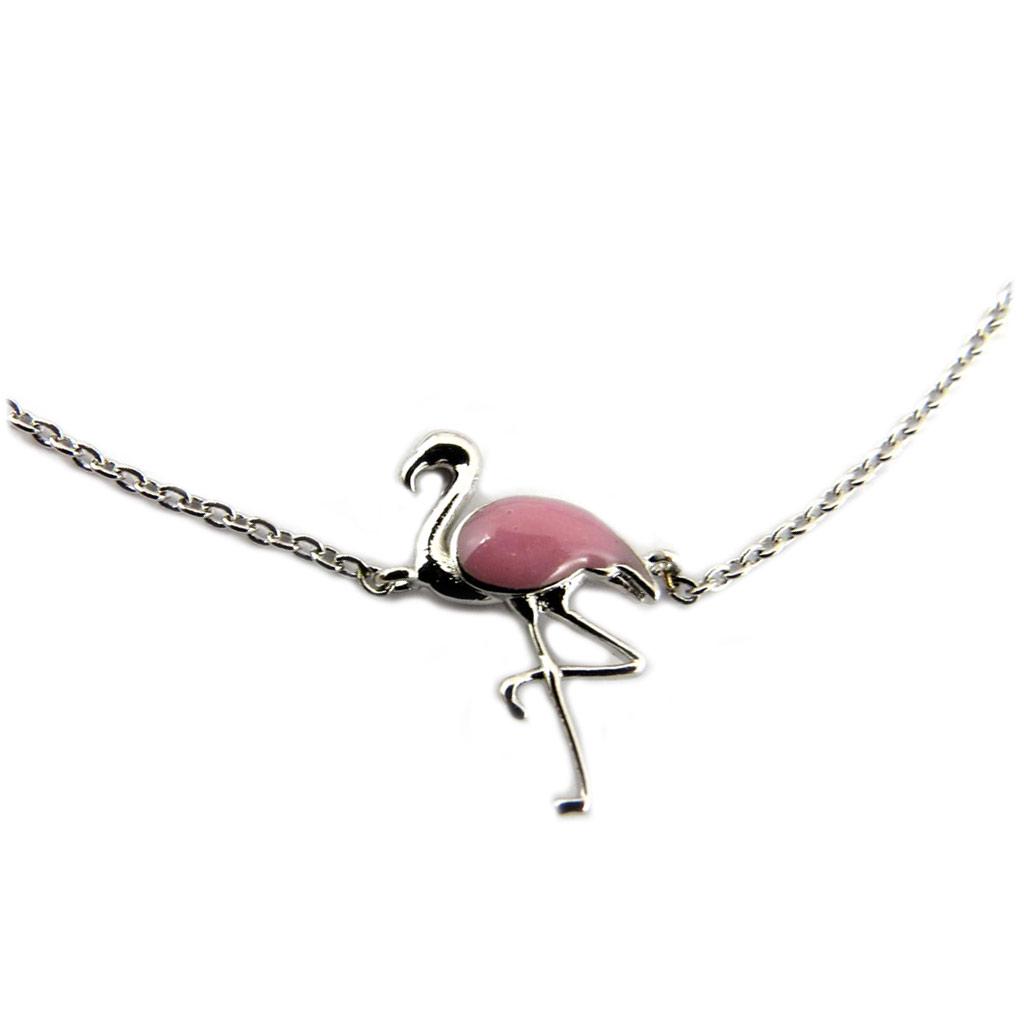 7bis [P8239] - Браслет ручной работы "Фламинго" серебристо-розовый - 18x10 мм