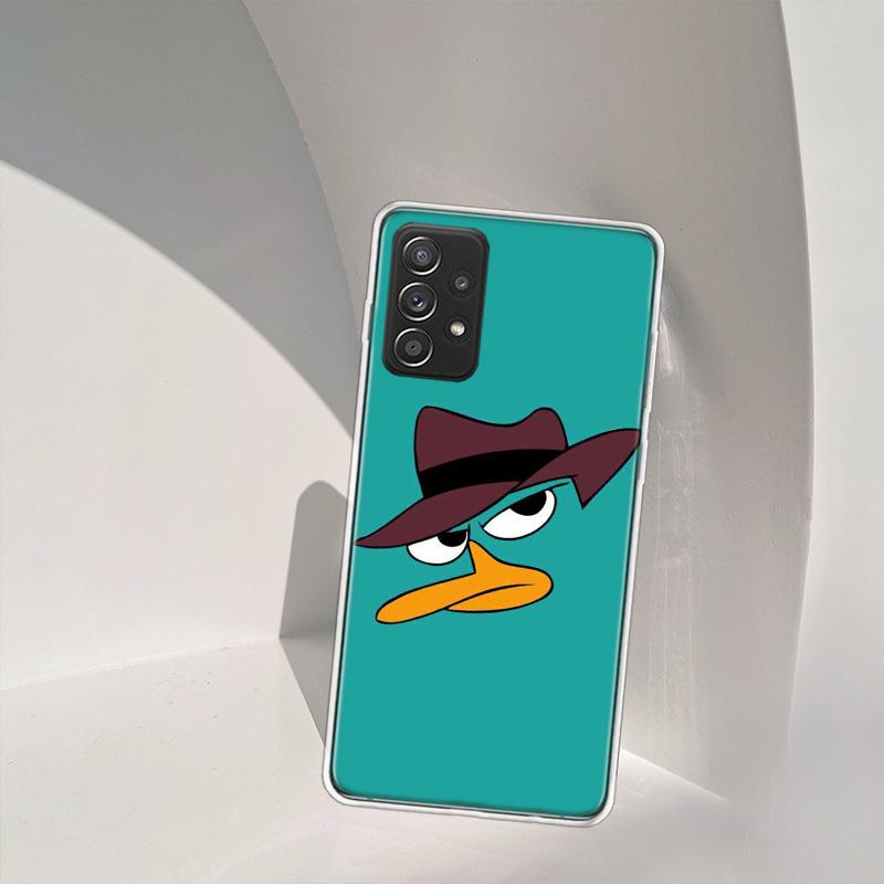 Мультяшный утконос Перри Чехол для телефона Samsung A54 A57 A37 A17 A14 A15 A12 A24 A34 A55 A35 A25 A52S A07 A05S A04S A22 A32 A72