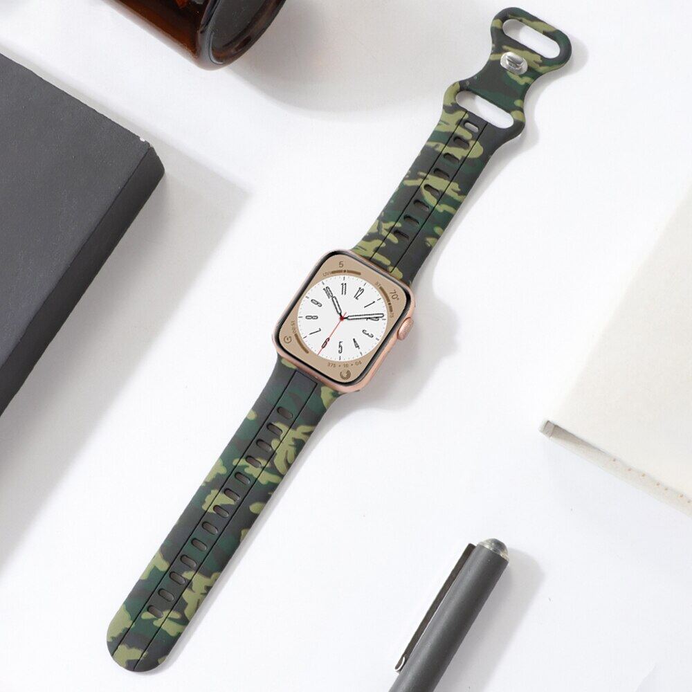 Для ремешка Apple Watch Ultra 8 SE 7 6 5 Силиконовый ремешок iWatch 49мм 40мм 45мм 41мм 42мм Камуфляжный узор Наручный ремешок Браслет
