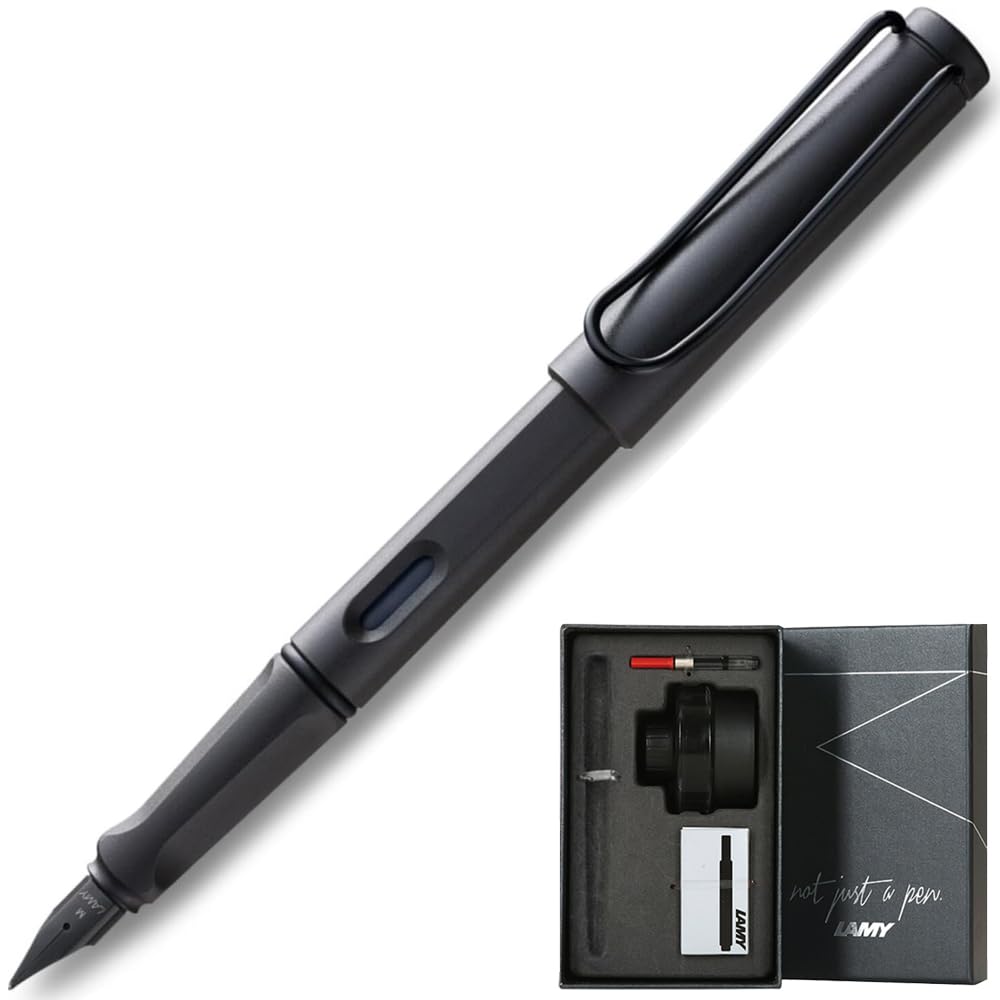 Lamy Fountain Pen LAMY Back to School Set Safari Special Gift Set bottle ink 50ML cartridge ink Matte black Fine point F size L17 (converter + +