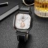 Men Quartz Square Dial Watches PU Leather Strap Sports Watch