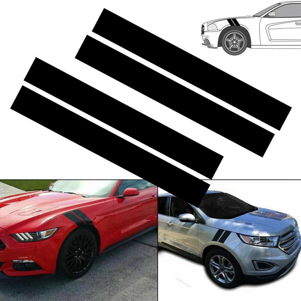 4x Car Hood Fender Decal Stickers Black Stripes Trim Universal Auto Accessories