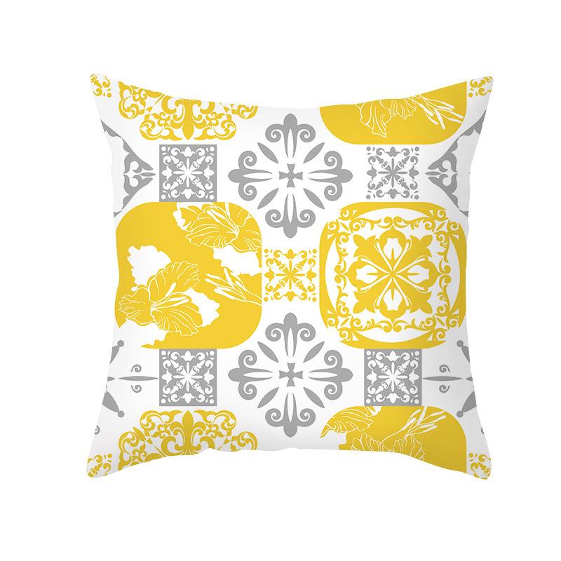 Скандинавская простая персиковая кожа бархатная наволочка желтая и серая геометрический узор офисная диванная наволочка