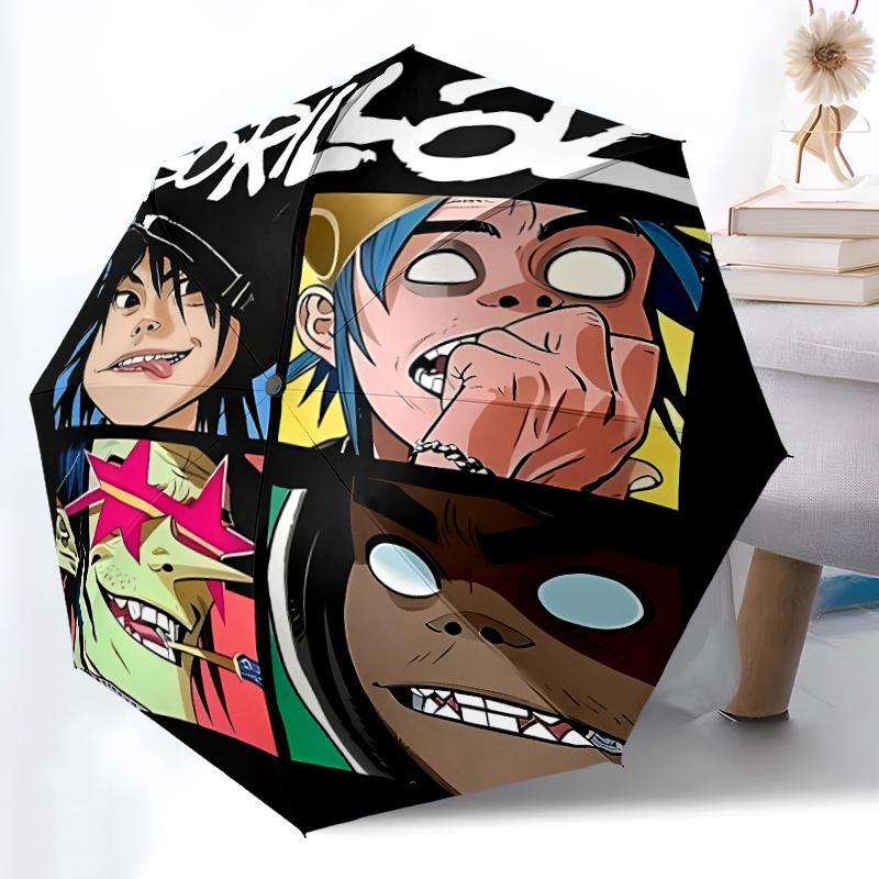 Складной зонт Gorillaz с принтом, для улицы, отдыха и путешествий, прочная ткань зонта, подарок на день рождения и праздник