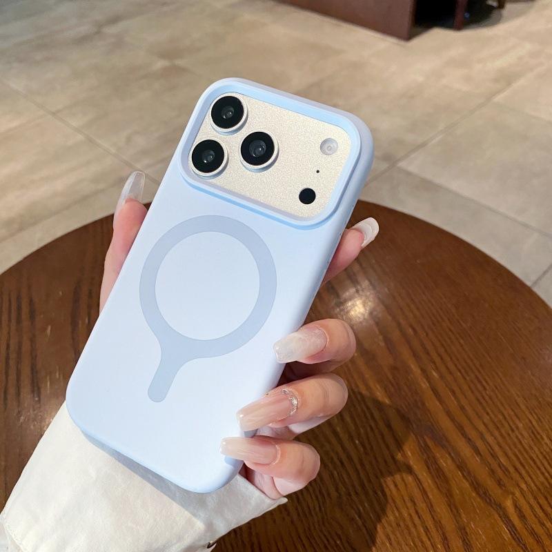 Применимо к iPhone17ProMax, цельный магнитный чехол для мобильного телефона из жидкого силикона, контрастного цвета, Apple 16, ощущение сплошного цвета