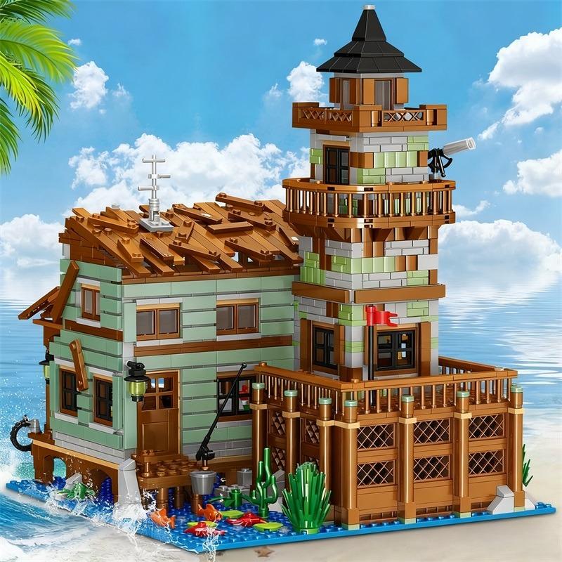 Fisherman'S Wharf Zhegao Blocks Light House Construction Blocks Cabin Juguetes Diy Toys For Girl Present Adult Present Latest Year
