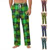 Men's Striped Plaid Print Pocket Casual Pants Home Pajama Pants