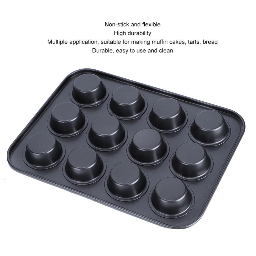12-Cup Design Cupcake Tin Nonstick Coating Baking Pan Tea Cakes Muffin Mold Small Treats