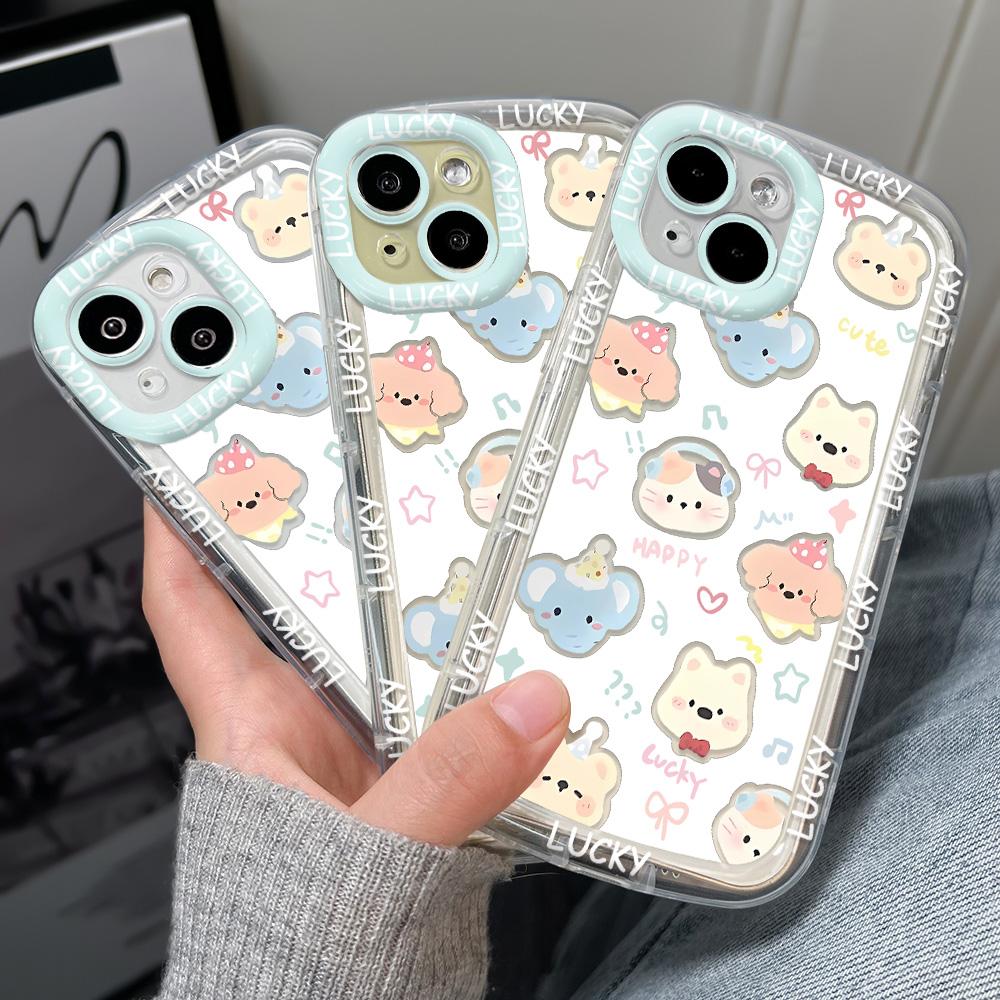 Mobile Phone Cases for iPhone 11 13 XR 15 Pro Max 12 14 Pro Max Case iPhone 16 7 Plus 8 Plus XS Max Cartoon Pattern Anti-drop Protection Shockproof