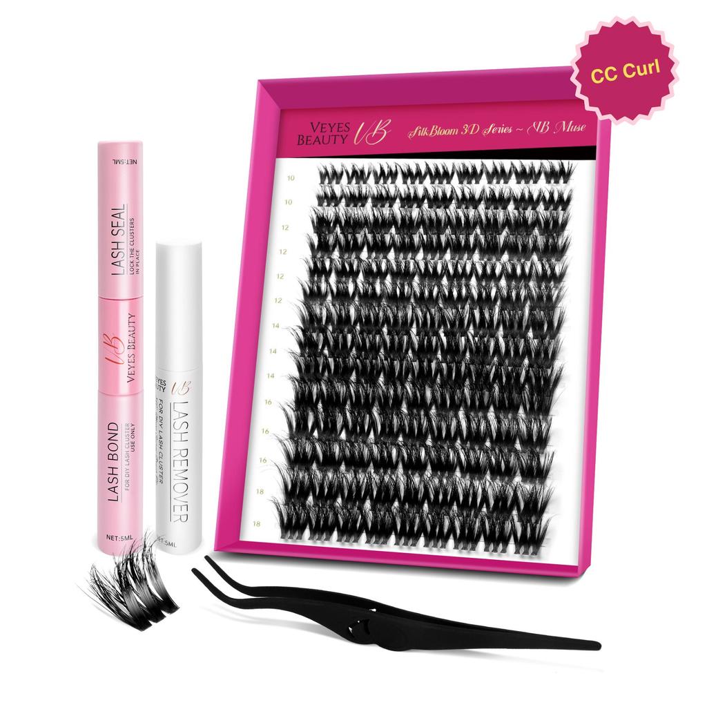 veyesbeauty Muse Cluster Lashes Пушистые индивидуальные ресницы для наращивания, объем 3D, 126 пучков, 10-18 мм