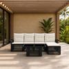 Garden Sofa Set 6 pcs Black and Cream White Poly Rattan