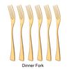 Роскошные 6 шт. Обеденные вилки Столовая посуда Столовые приборы 18/10 Нержавеющая сталь Серебро Золото Кухня Вечеринка Дом Столовые приборы Набор столовых приборов