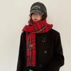 Red Scarf for Women In Winter Korean Style Plaid Versatile Warm High End Trendy New Year Gift Christmas Scarf Shawl