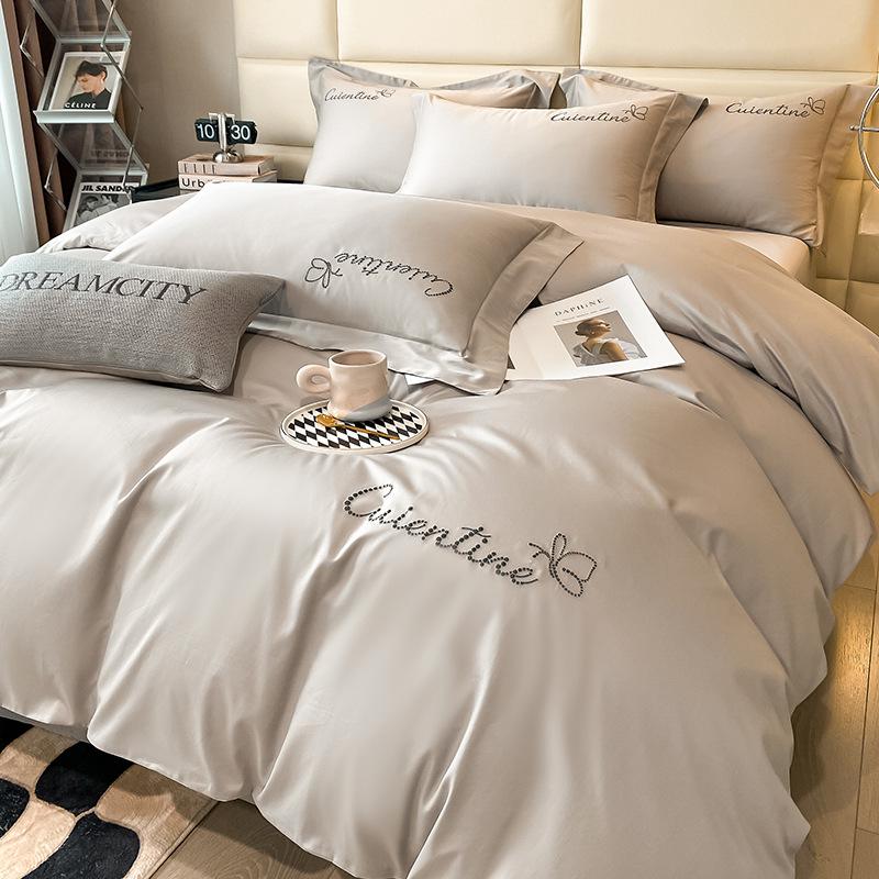 Роскошный комплект из 4 предметов из длинноволокнистого хлопка Синьцзяна: Осенне-зимние простыни, пододеяльники и постельные принадлежности