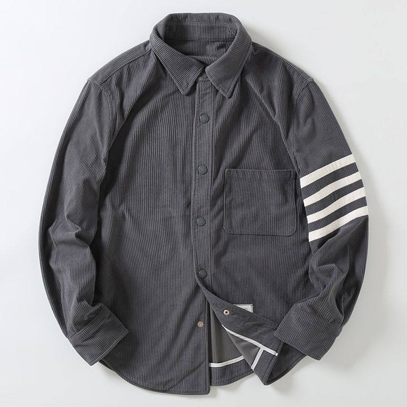 TB Внешняя торговля Остатки Четыре полоски Лацкан Длинный рукав Рубашка