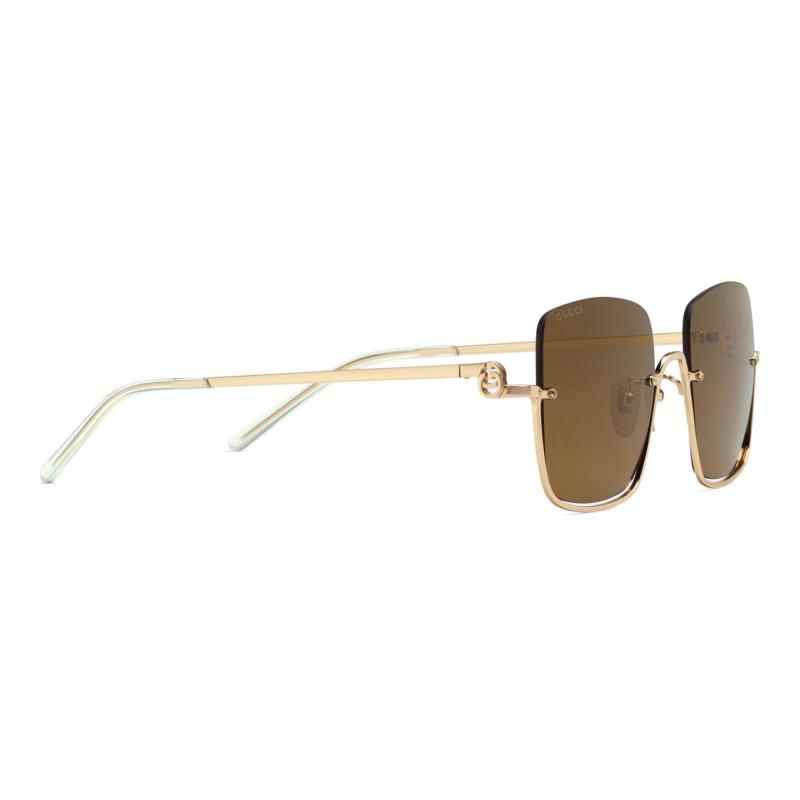 GUCCI Gucci Logo Plate frame square sunglasses Women's gold