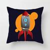 Cartoon Astronaut & Rocket Spaceship Pillow Cover Decor Space Theme Cushion Case for Sofa Bedroom, Galaxy Print  Pillow Cover