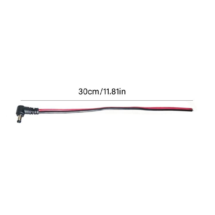 Open Wire Pigtail Power Cable, Right Angle 5.5X2.1Mm Male End, 30Cm Cord for Camera Work, Equipment Repair and Narrow Area Routing