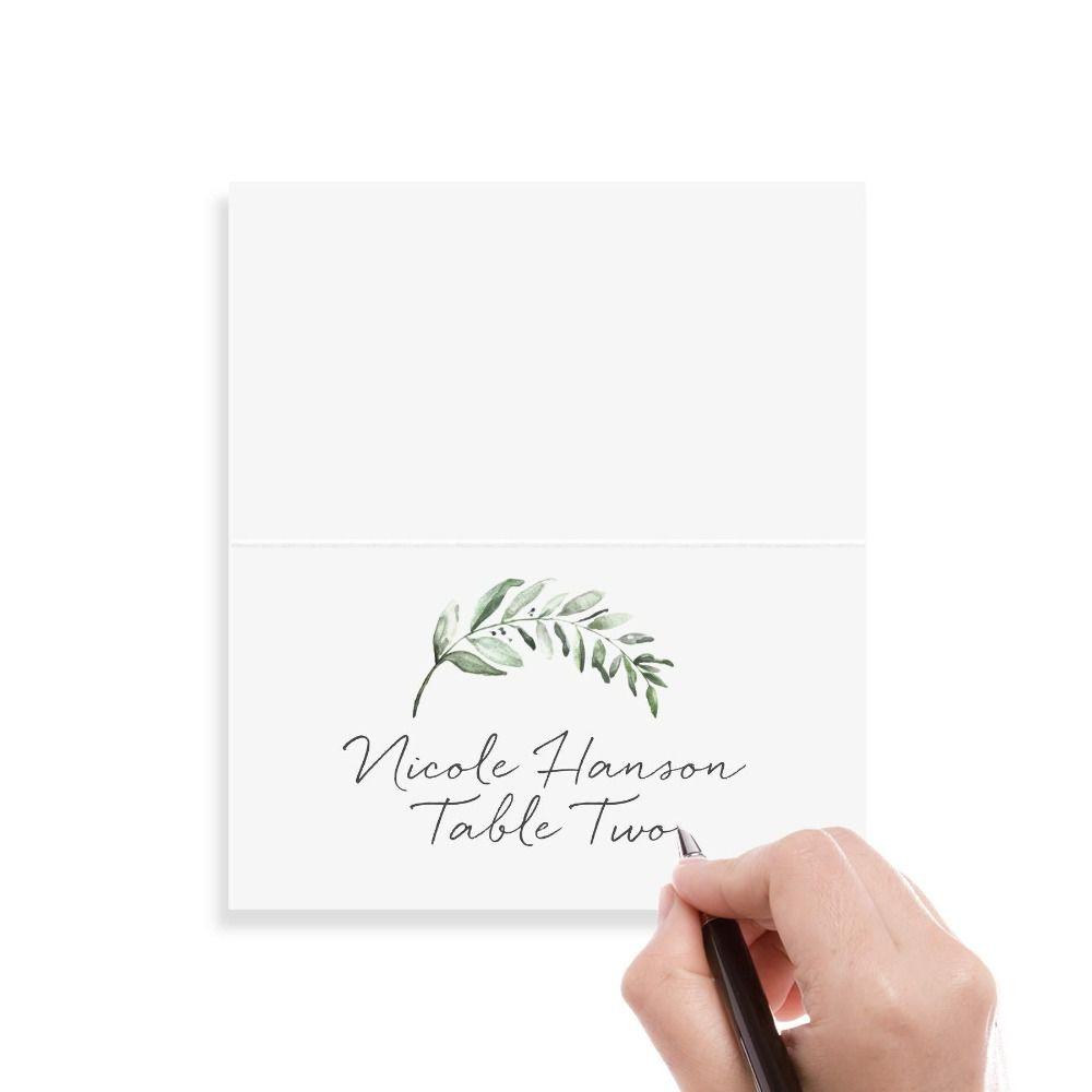 50pcs Printing Green Leaf Table Place Cards Blank Tented Name Card Gift Cards Weddings