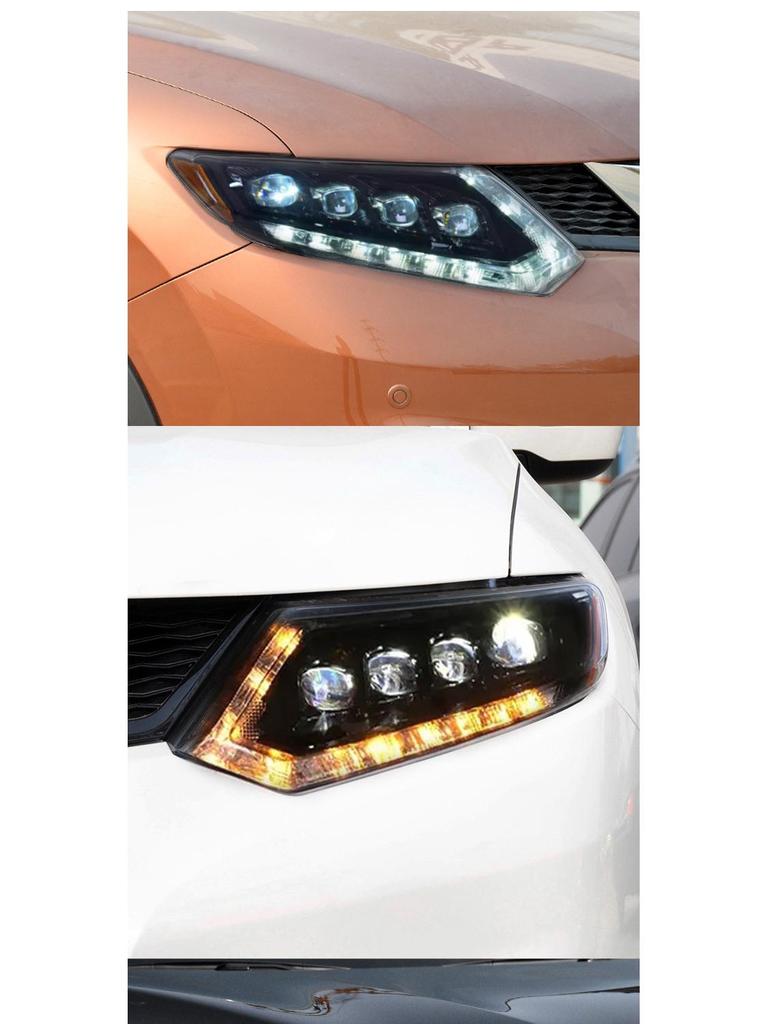 Светодиодная сборка фары для Nissan X-Trail 2014-2016: DRL с хрустальными линзами и динамические указатели поворота