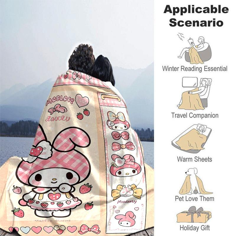 1pc My Melody Dance Blanket, Soft Throw for Home Decor, Gift Idea, Living Room, Travel, Camping, Car Blankets, Beach, Office Naps, Suitable for All Se
