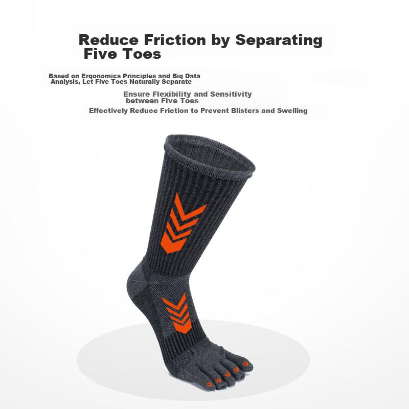 TFO Competition-Grade Outdoor Five-Toe Socks, Durable Breathable Hiking Split-Toe Socks 2202357 Men's Dark Gray