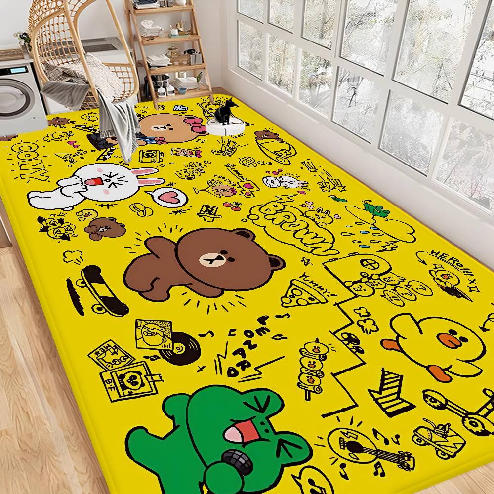 Lines Friends Brown Bear Bathroom Mat INS Style Soft Bedroom Floor House Laundry Room Mat Anti-skid Welcome Doormat