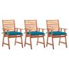 Day and Night - Day and Night Garden Dining Chairs 3 Units Solid Acacia Wood and Cushions