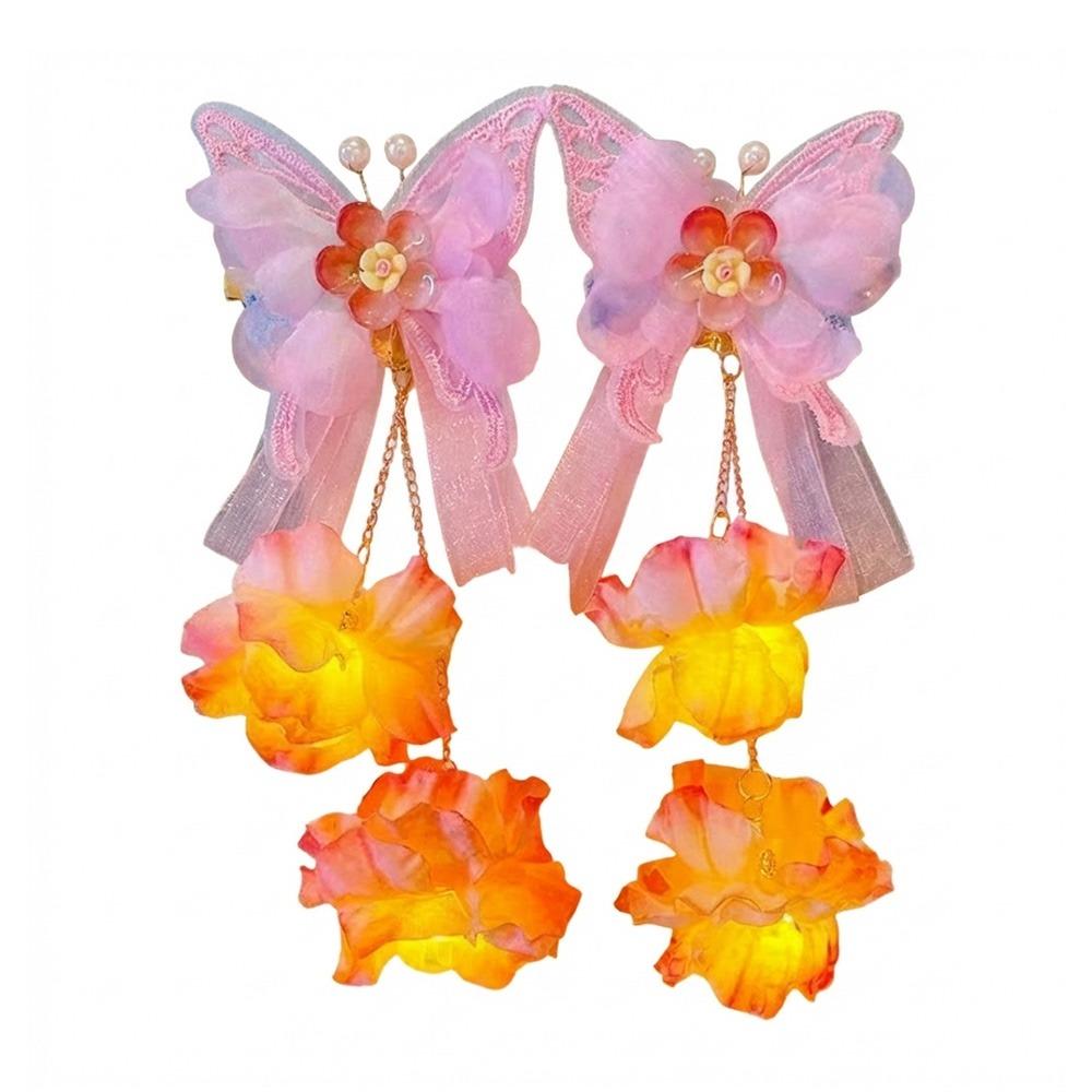 2pcs/set Luminous Flower Tassel Hair Clip Extra Large Ancient Hair Ornaments Children's Use