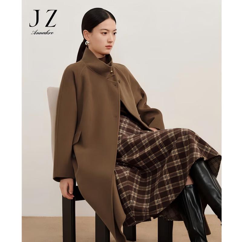 JUZI Annakou Women's Elegant Wool & Cashmere Belted Long Coat