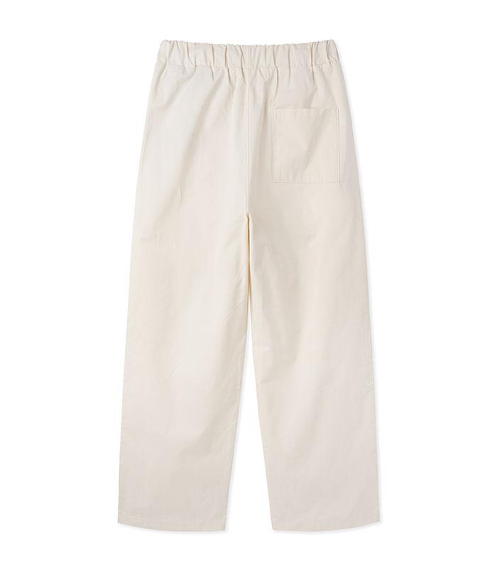 BLACKBROWN Single-Pleat Wide Fit Elastic Cotton Pants [Ivory]