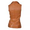 Jacket Western Classic Vest Coat Waistcoat Women Button Lambskin Leather Brown