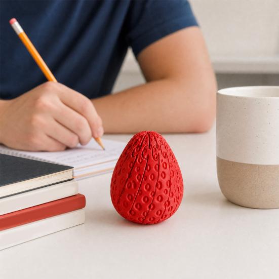3D Printed Twisting Strawberry Toy, Stress Relief Slippery Strawberry Toy, Articulated Spiral Rotating Fruit Fidget Toy for Kids Adults