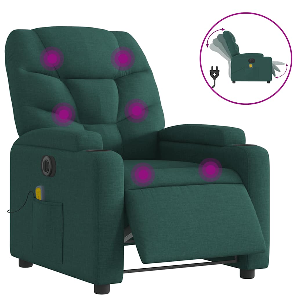 Electric Massage Chair Dark Green Fabric