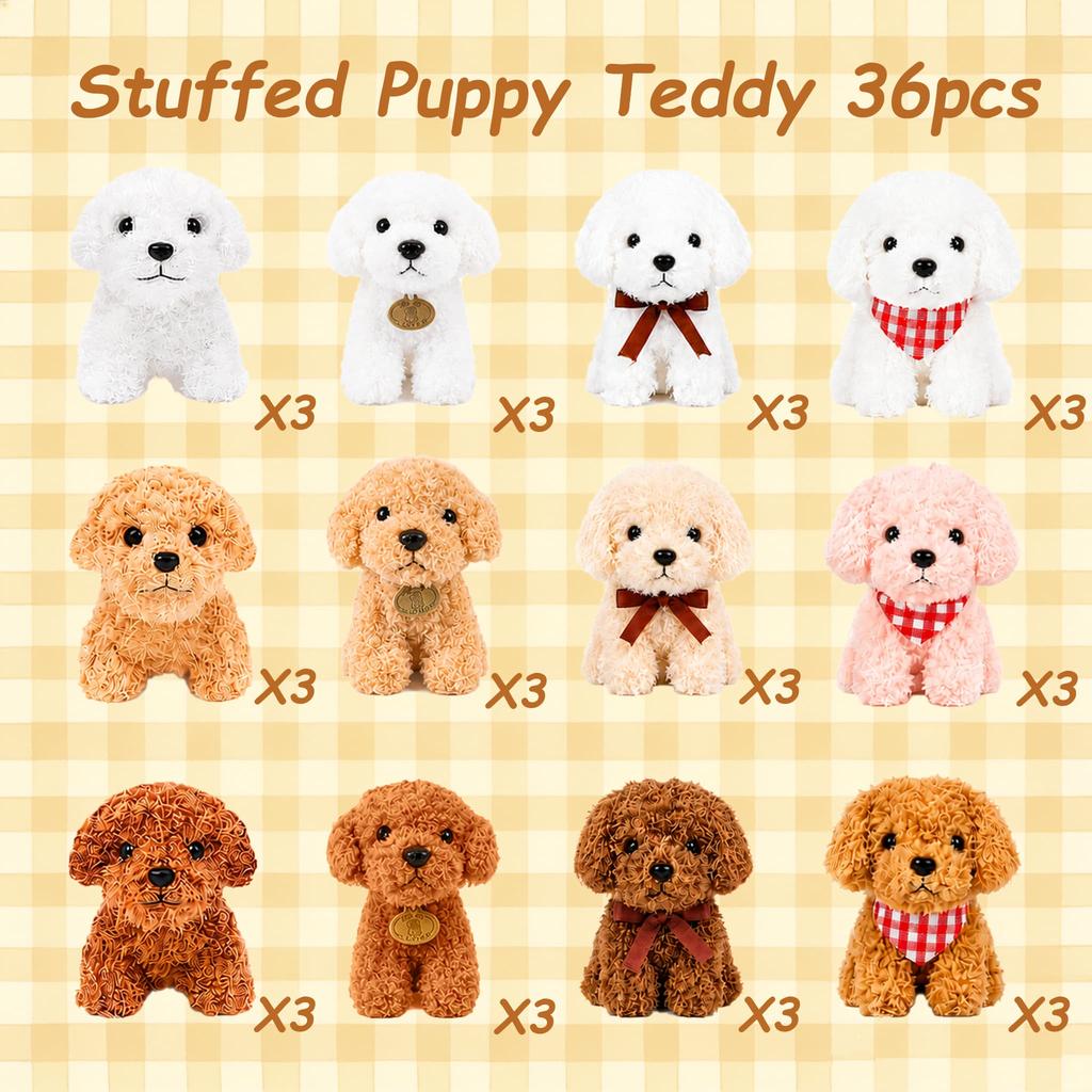 12-48Pcs Teddy Dog Plushies Bulk Adopt A Puppy Party Dog Birthday Gift Party Favor Puppy Stuffed Animal For Kids Party Decor
