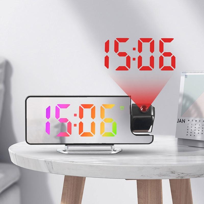 Цифровые проекционные часы-будильник с поворотом на 180°, ночной режим, память при отключении питания, настольные часы 12 ч/24 ч, электронные часы для спальни
