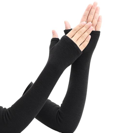 1 Pair Fall Winter Gloves Fingerless Knitted High Elasticity Touchscreen Non-slip Elbow-Length Arm Warmers Arm