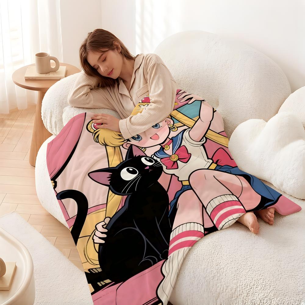 Фланелевое одеяло с принтом аниме S-Sailor M-Moon, подходит для диванов, кроватей, офисов, путешествий, походных стульев