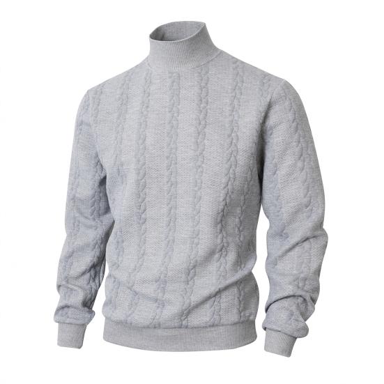 Men Turtleneck Sweater Twisted Knitted Pullover Sweater Casual Solid Color Base Layer Top for Street Work Dating Daily Wear