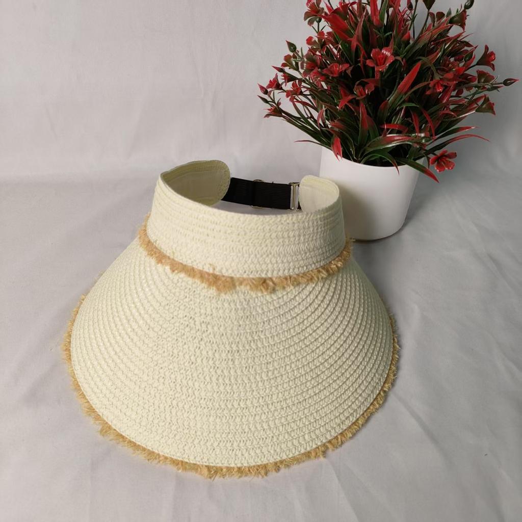 Rough raffia empty top hat children's new folding sunshade spring and summer outdoor leisure sunscreen travel seaside simple