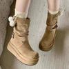 Cowhide version~ American retro suede big head belt buckle short boots autumn and winter simple and not tired feet round head western boots