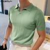 INCERUN Летние мужские вязаные топы-поло с коротким рукавом и V-образным вырезом, сплошной цвет