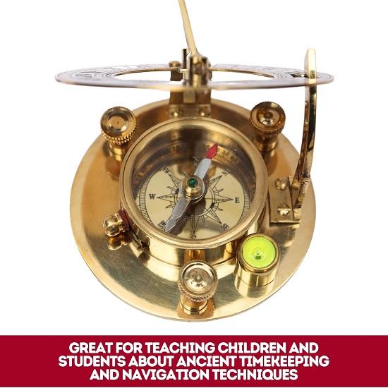 Навигационный ретро-прибор, морской золотой подарок, поставляется в изысканном футляре из высококачественной кожи с замысловатыми деталями, полированные солнечные часы в стиле стимпанк